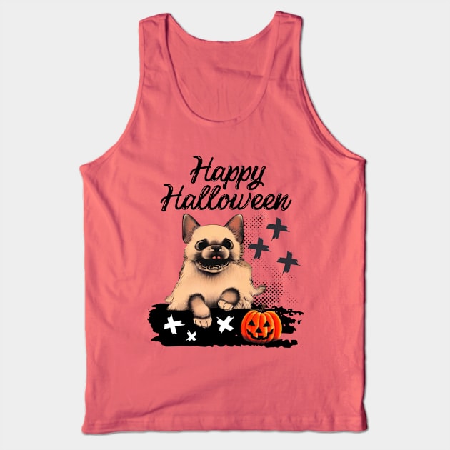 Halloween Season Ghost Puppy Pumpkin with Australian Cattle Dog Tank Top by Mochabonk